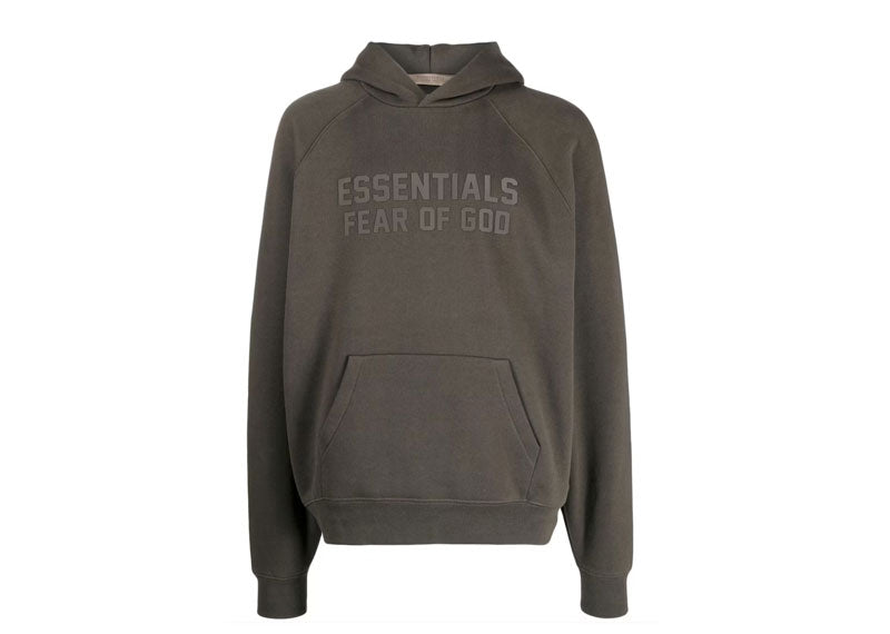 Fear of God Essentials Raglan Hoodie Gray Off Black | Soul Gallery