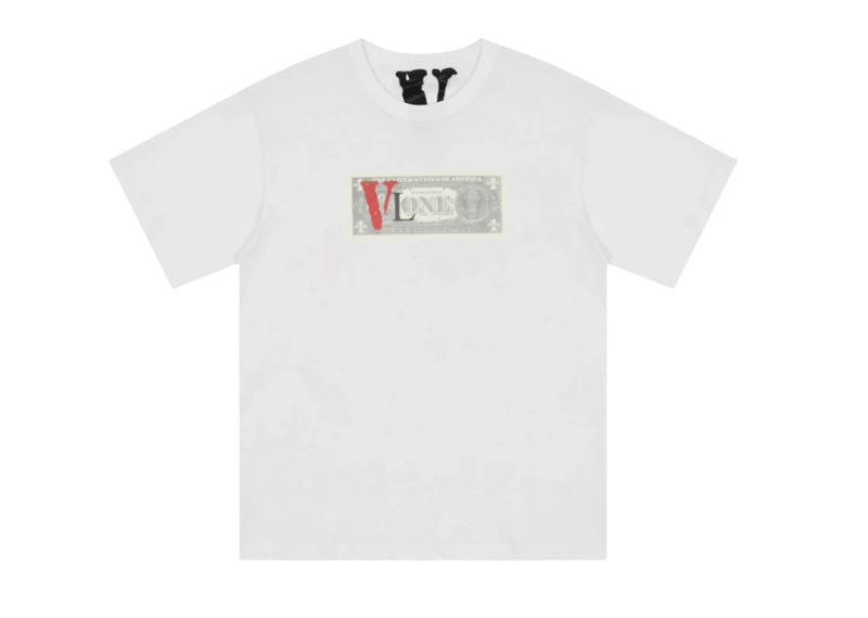 Vlone Benjamin Franklin Dollar Logo T-Shirt White | Soul Gallery