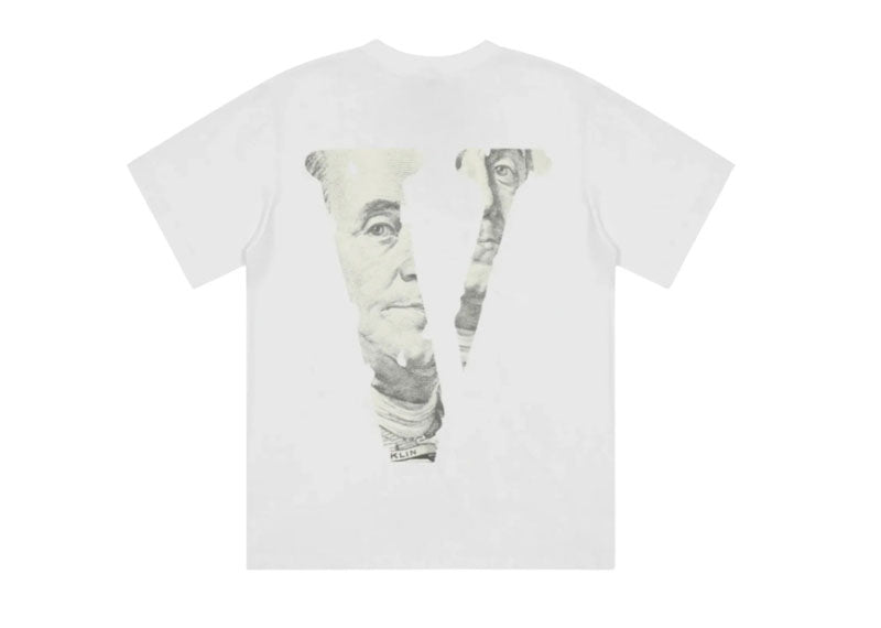Vlone Benjamin Franklin Dollar Logo T-Shirt White | Soul Gallery