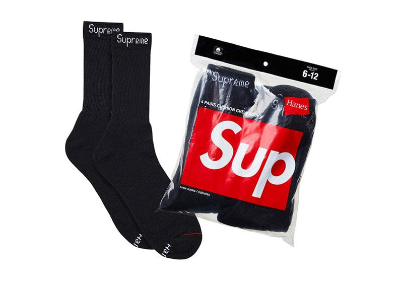 SUPREME Hanes Socks (4 Pack) Black | Soul Gallery