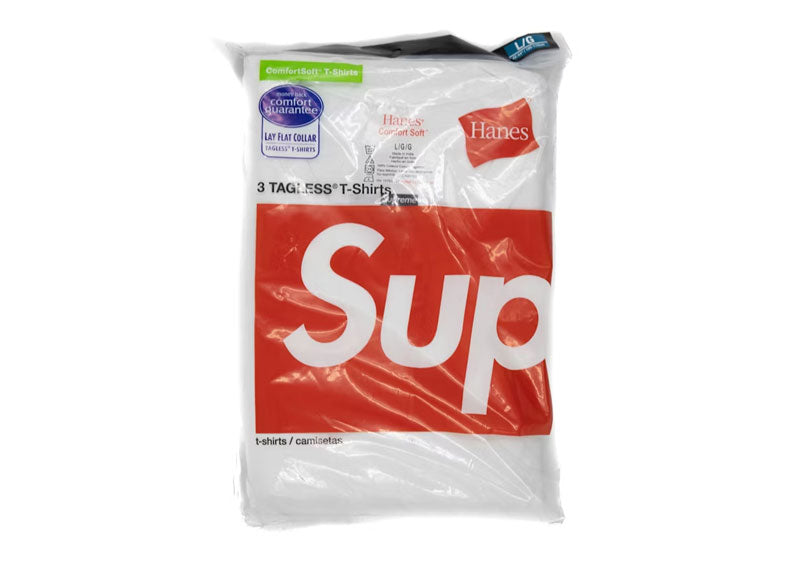 SUPREME Hanes Tagless Tees (3 Pack) White | Soul Gallery