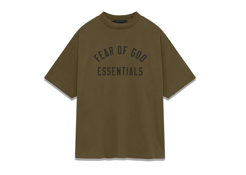 Fear of God Essentials Jersey Crewneck T-Shirt Olive | Soul Gallery
