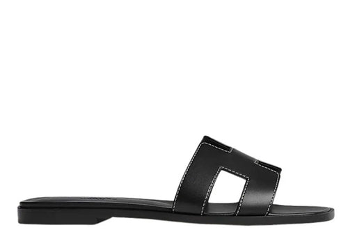 Hermes Oran Sandal Noir Box Calfskin Leather | Soul Gallery