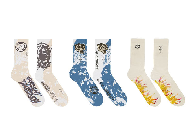 Travis Scott Cactus Jack For Fragment Socks (3 Pack) Multi | Soul Gallery