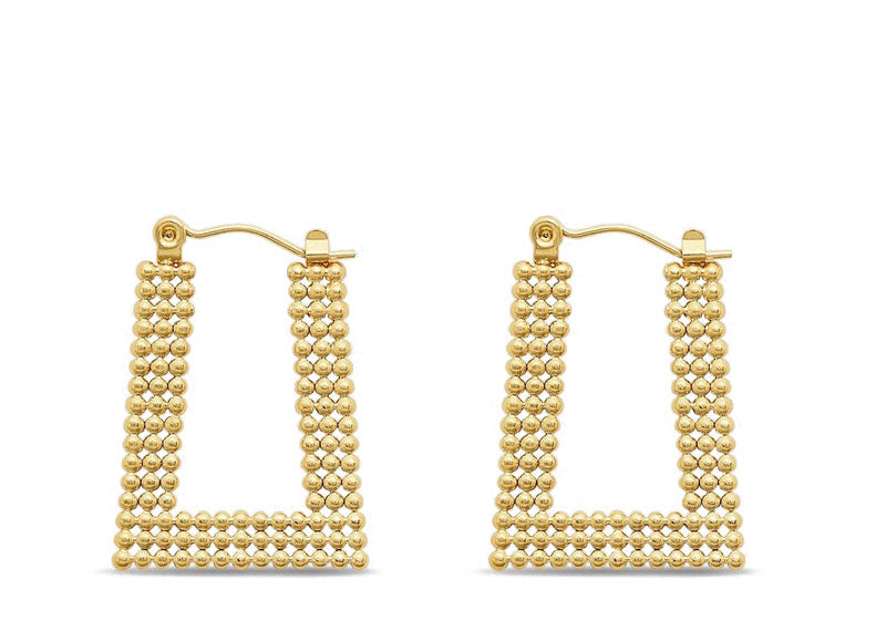Soul Gallery Stainless Steel Bobble Beaded Square Hoops 18ct Gold Plated | Soul Gallery