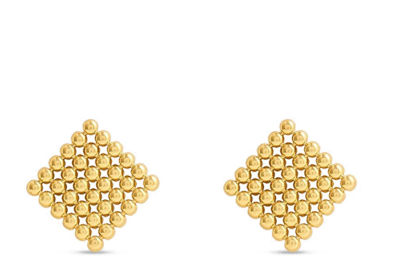 Soul Gallery Stainless Steel Bubble Square Stud Earrings 18ct Gold Plated | Soul Gallery