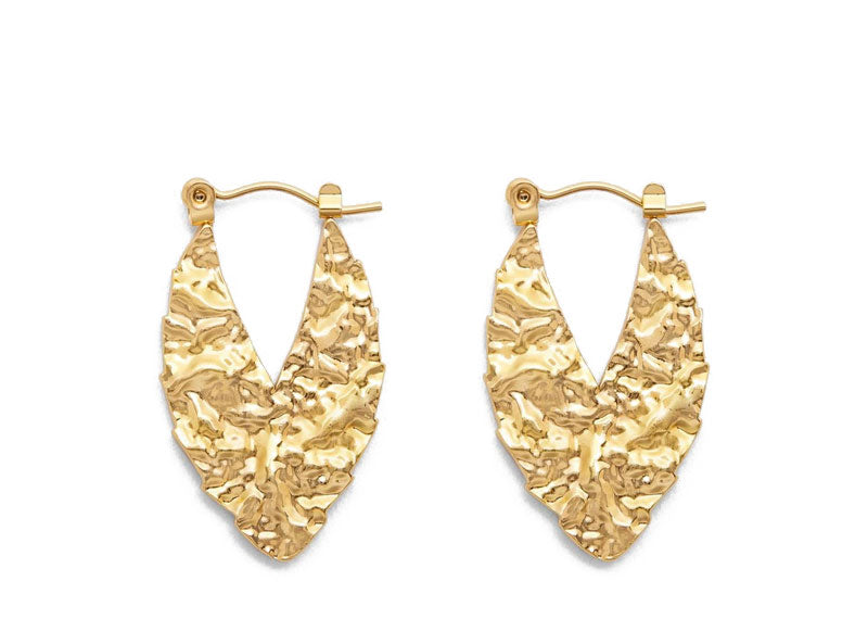 Soul Gallery Stainless Steel Textured Elongated Hoops 18ct Gold Plated | Soul Gallery