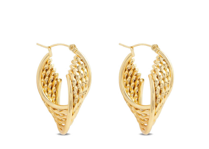 Soul Gallery Stainless Steel Vintage Twisted Hoops 18ct Gold Plated