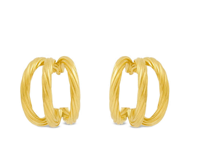 Soul Gallery Stainless Steel Waterproof Twisted Tri- Hoops 18ct Gold Plated | Soul Gallery
