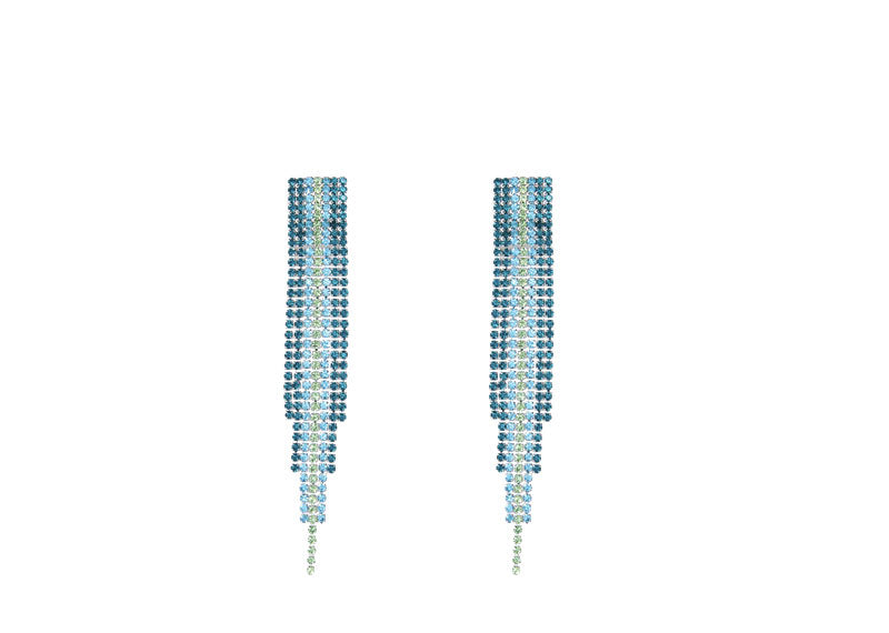 Soul Gallery Statement Gems Blues & Greens Tappered Fringe Earring | Soul Gallery