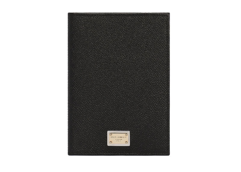 Dolce & Gabbana Passport Holder Logo Tag Dauphine Print Black
