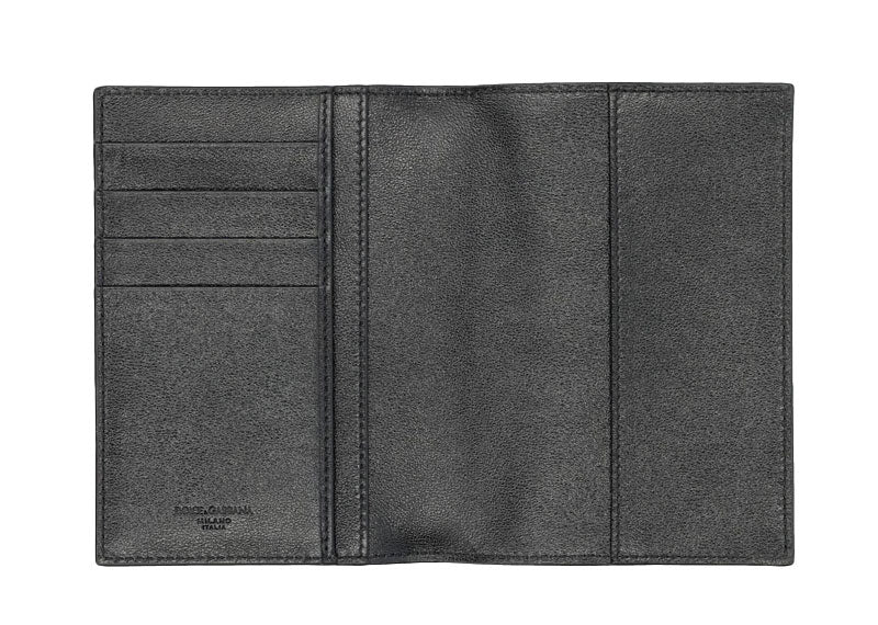 Dolce & Gabbana Passport Holder Logo Tag Dauphine Print Black