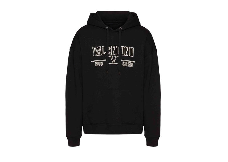 Valentino Embroidered Logo Hoodie Black | Soul Gallery