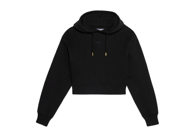 Jacquemus The Gros Grain Cropped Hoodie Black | Soul Gallery