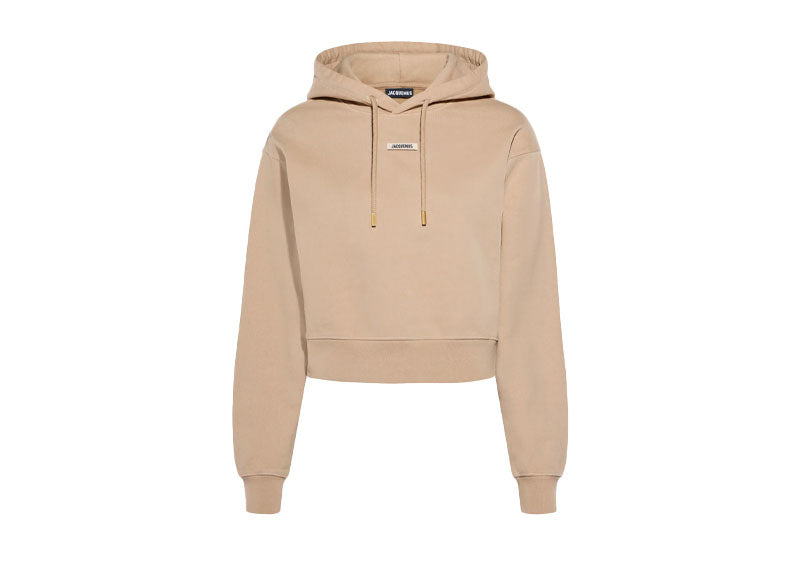Jacquemus The Gros Grain Cropped Hoodie Beige