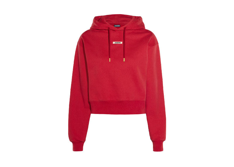 Jacquemus The Gros Grain Cropped Hoodie Dark Red | Soul Gallery