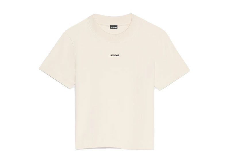 Jacquemus The Gros Grain Cropped T-Shirt Light Beige | Soul Gallery