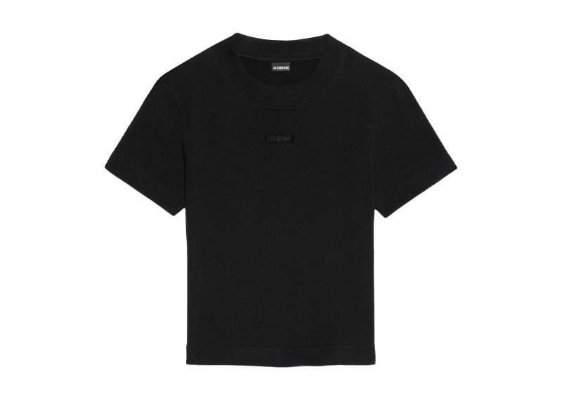 Jacquemus The Gros Grain Cropped T-Shirt Black | Soul Gallery