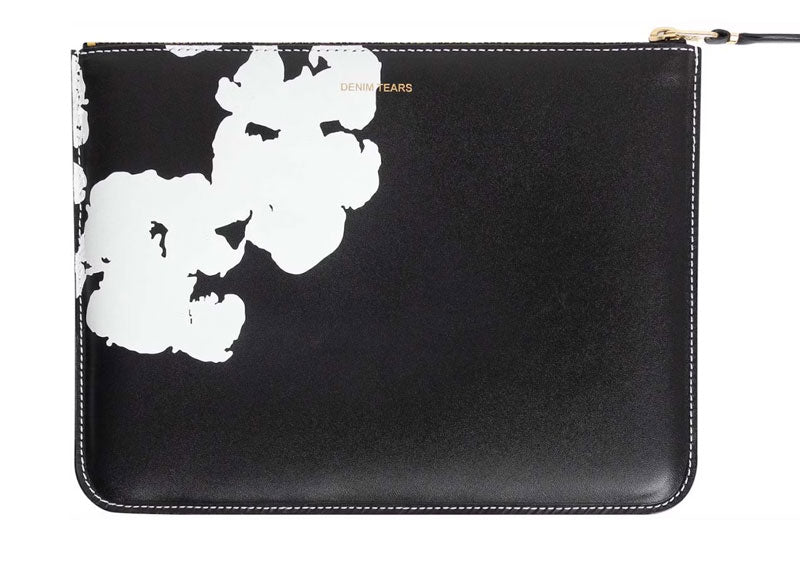 Denim Tears x Comme des Garcos Cotton Wreath Zip Pouch Large Black | Soul Gallery