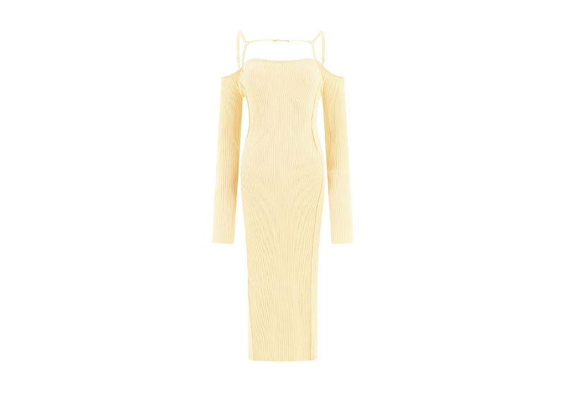 Jacquemus Sierra Ribbed Mini-Dress Light Ivory | Soul Gallery