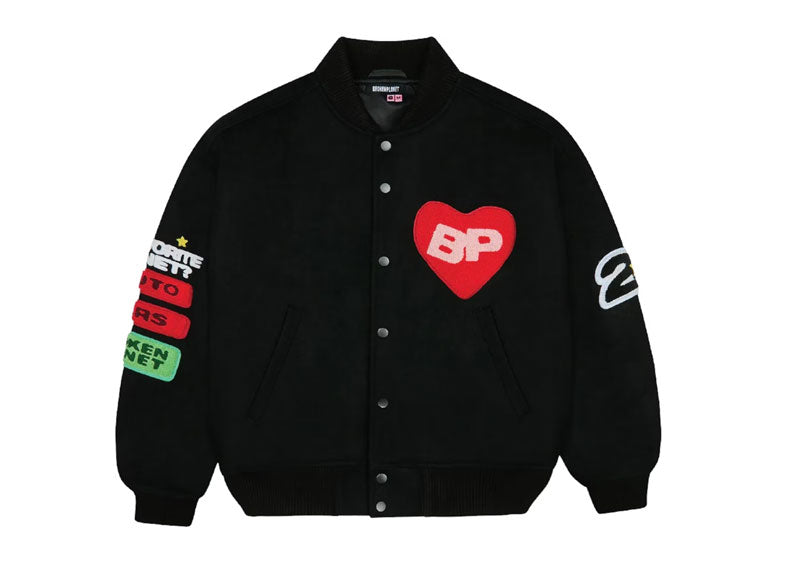 Broken Planet Luv My Planet Varsity Jacket Midnight Black | Soul Gallery