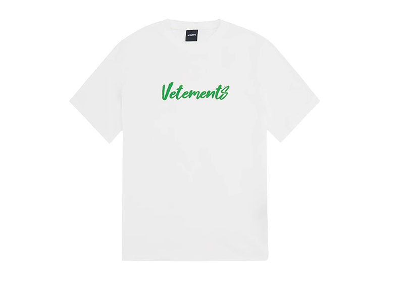 Vetements Cursive Logo T-Shirt White/Green | Soul Gallery