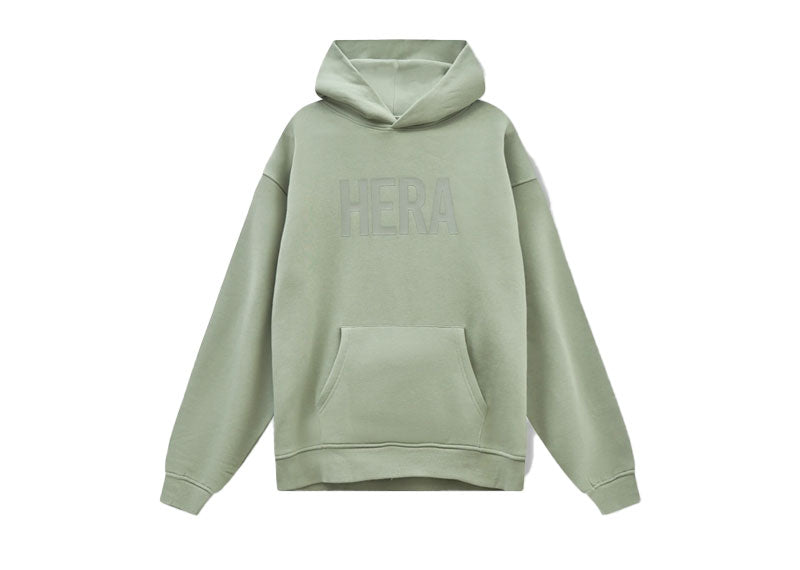 Hera Label Hoodie Hedge Green | Soul Gallery