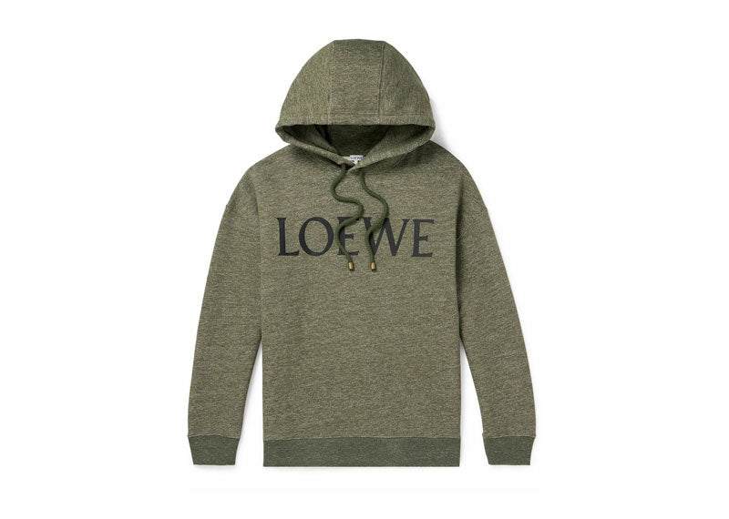 Loewe Logo Print Hoodie Green | Soul Gallery