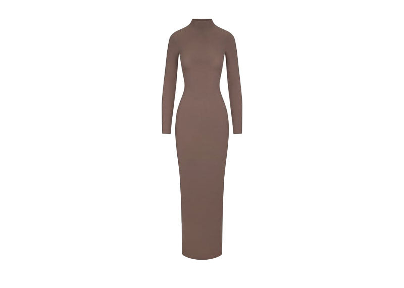 black bodycon dress pretty little thing SKIMS Soft Lounge Turtleneck Long Sleeve Slip Dress Amethyst