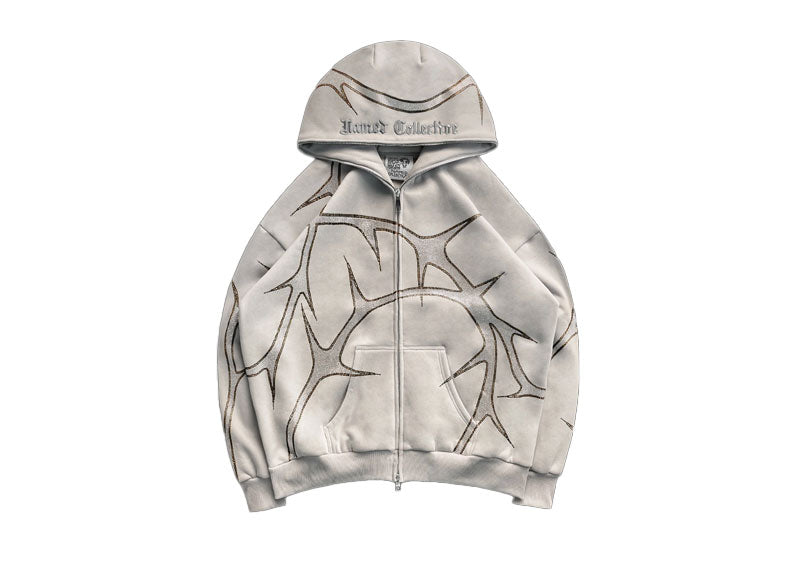 Named Collective Thorn Rhinestone Zip Hoodie Bone | Soul Gallery