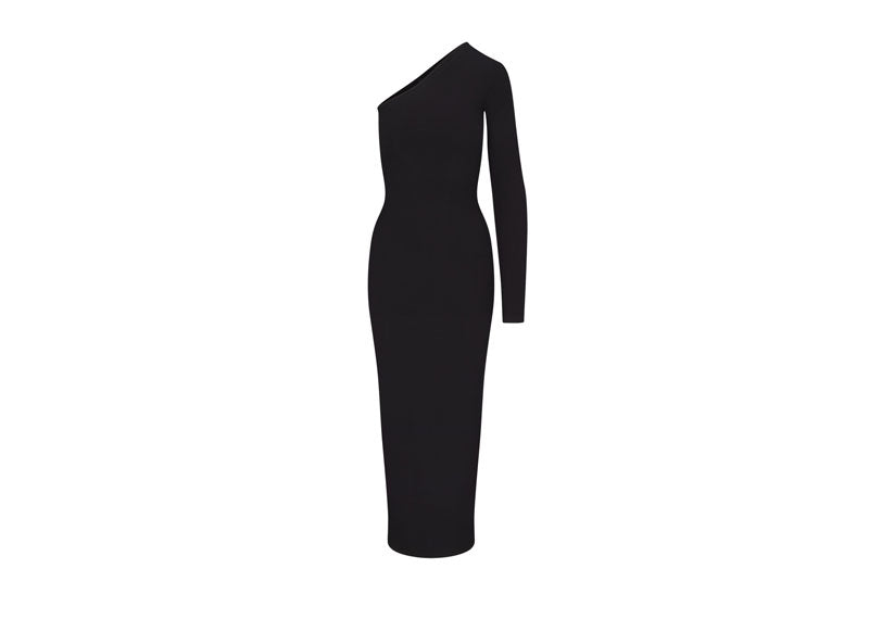 SKIMS Soft Lounge One Shoulder Long Dress Onyx | Soul Gallery