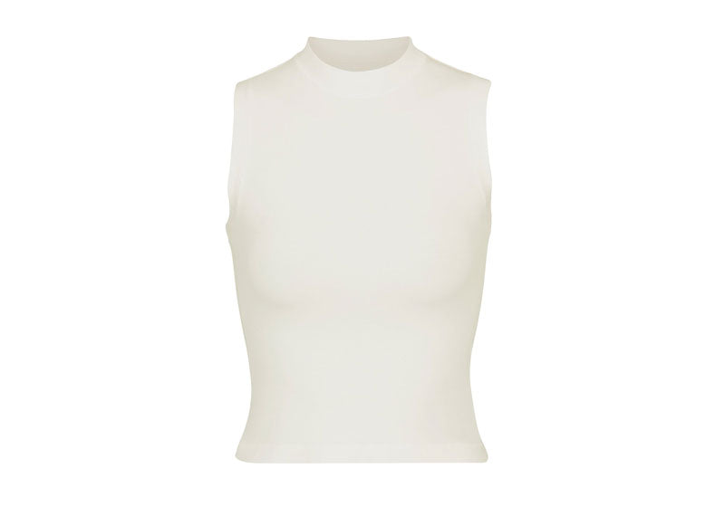 SKIMS Cotton Jersey Mock Neck Tank Top Bone | Soul Gallery