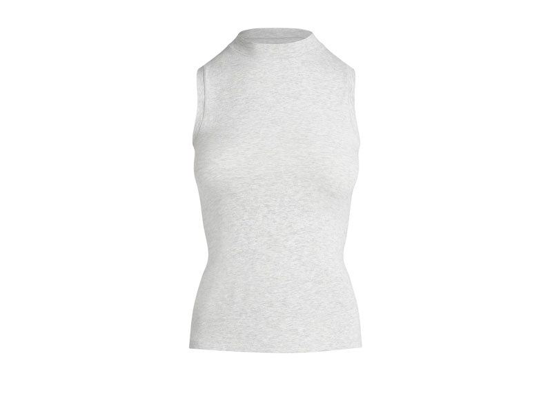 SKIMS Cotton Jersey Mock Neck Tank Top Light Heather Grey | Soul Gallery