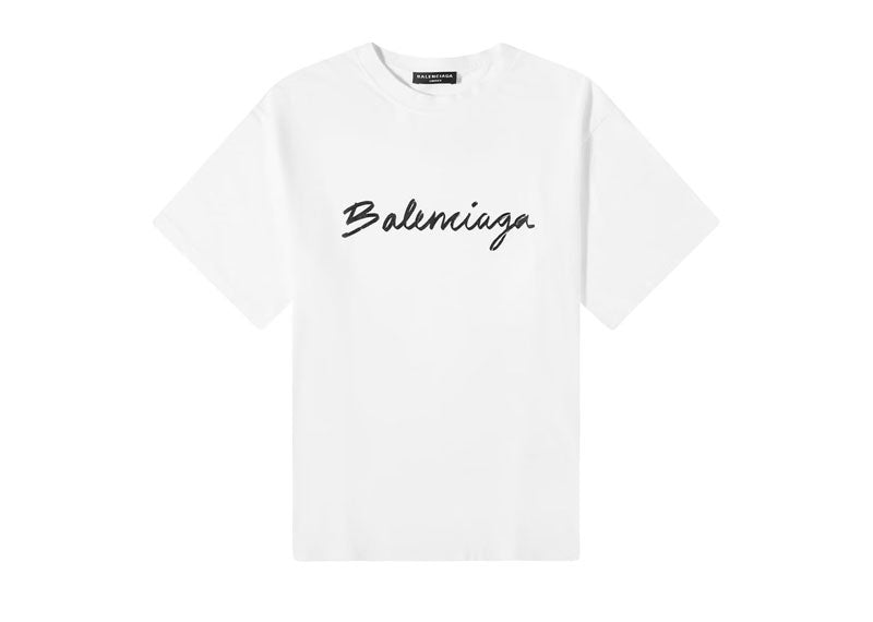 Balenciaga Script Logo T-Shirt White/Black | Soul Gallery