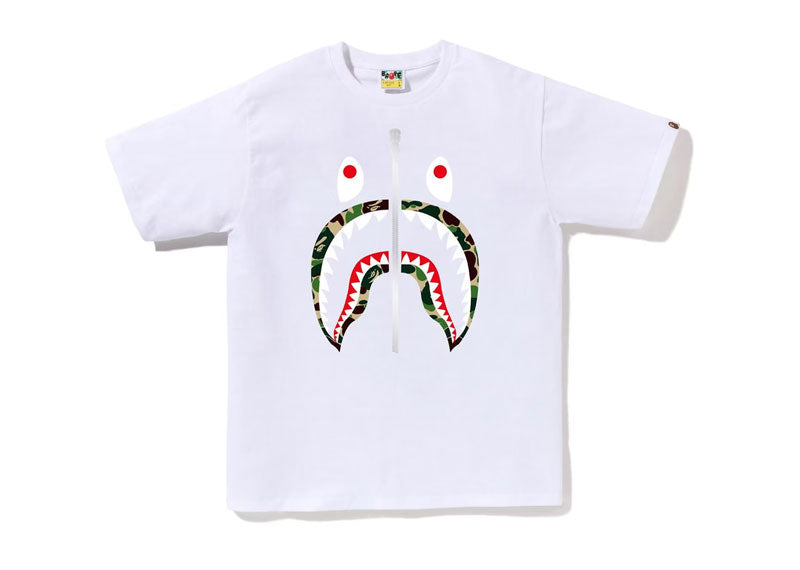 BAPE ABC Camo Shark Silver Zip T-Shirt White/Green | Soul Gallery