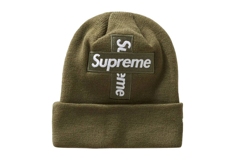 Supreme New Era Cross Box Logo Beanie Light Olive