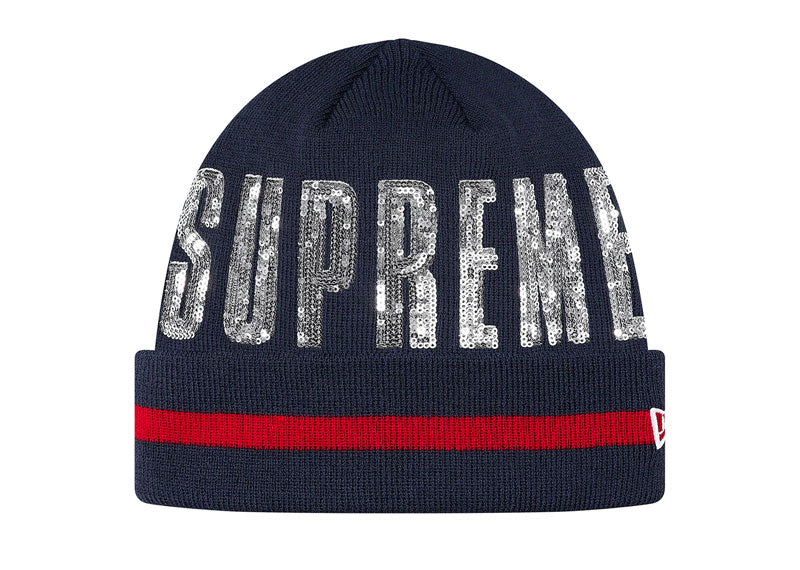 Supreme New Era Sequin Beanie Navy