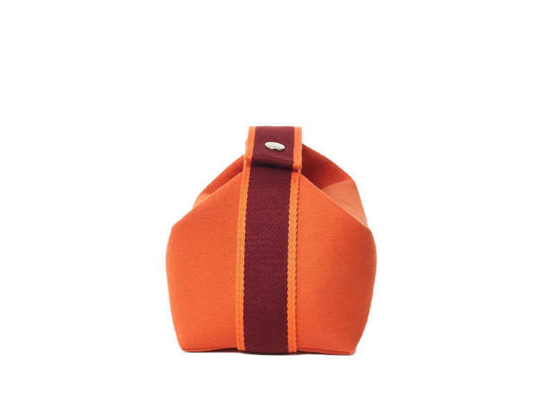 Hermes Canvas Small Bride-A-Brac Pouch Orange Burgundy