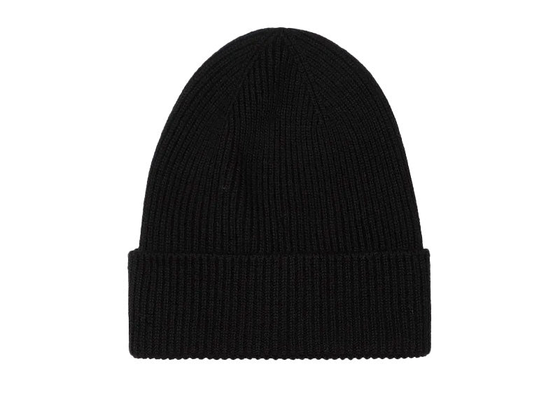 Moncler Logo Patch Knitted Beanie Black