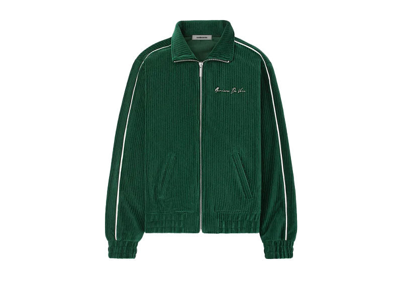 Maniere De Voir Ribbed Velour Track Jacket Green