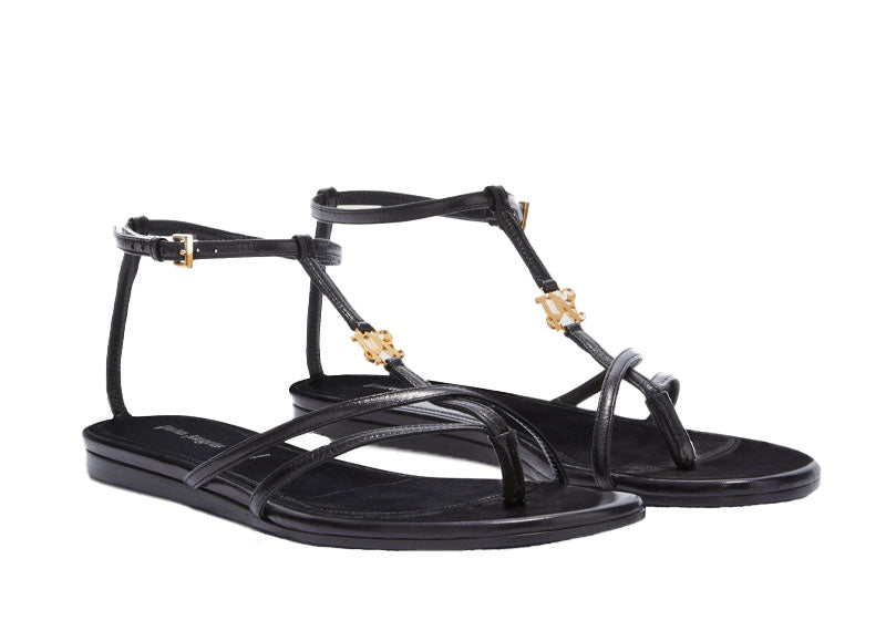 Palm Angels Lategram Flat Sandals Black