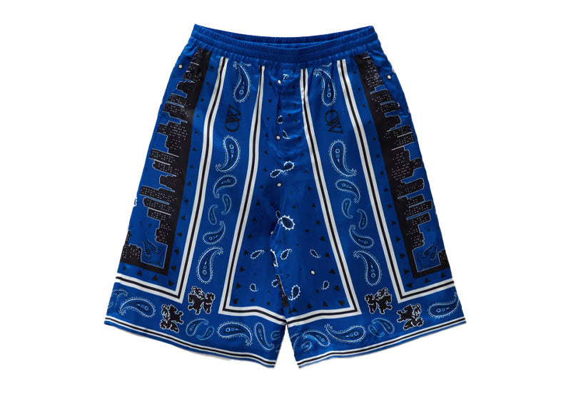 OFF-WHITE Bandana Viscose Shorts Willow Bough Blue