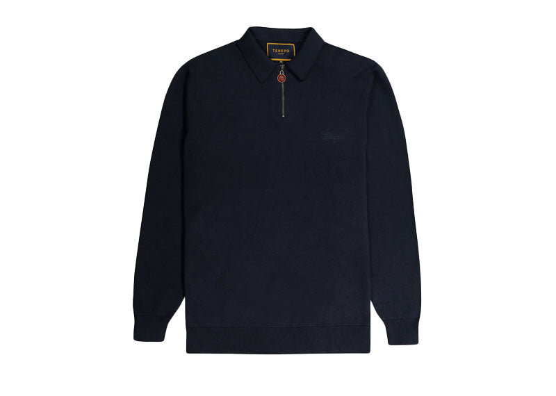 TSHEPO Knitted Long Sleeve Polo Navy