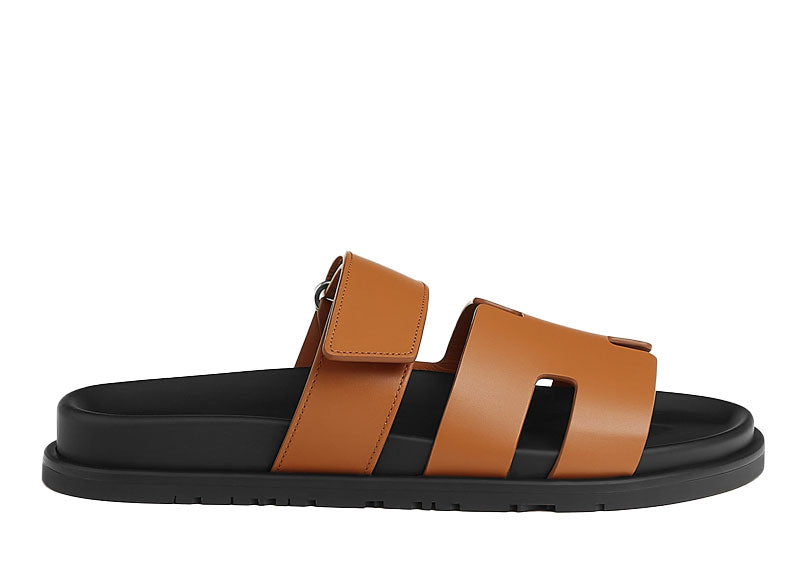 Hermes Chypre Sandal Naturel Black Smooth Calfskin Leather (Women's)