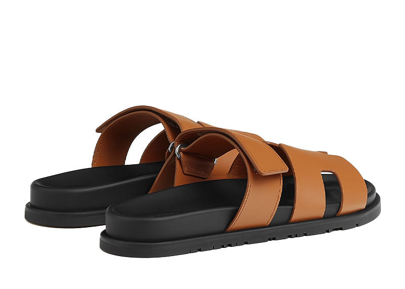 Hermes Chypre Sandal Naturel Black Smooth Calfskin Leather (Women's)