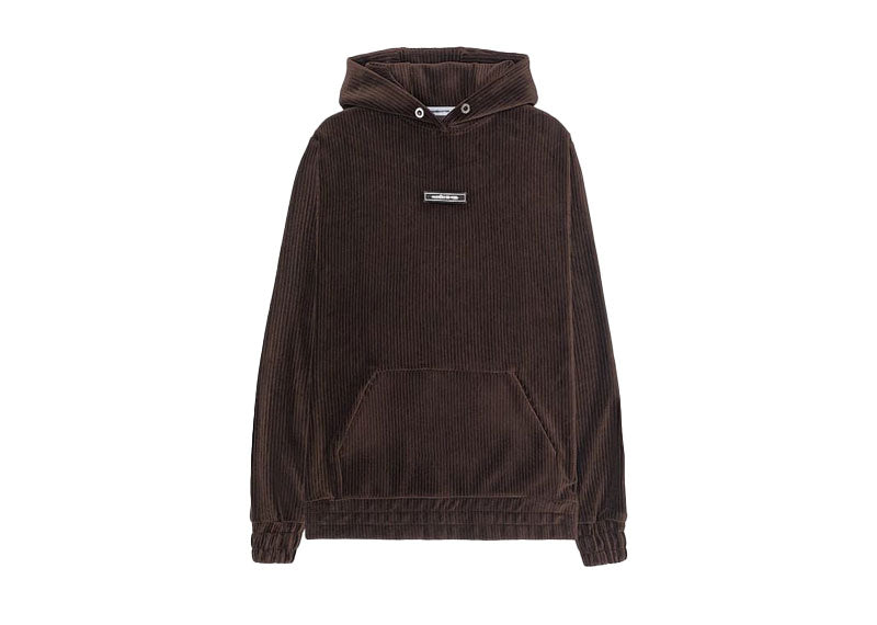 Maniere De Voir Ribbed Velour Track Hoodie Brown