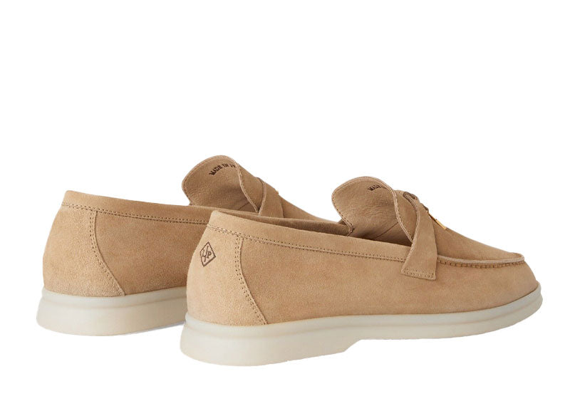 Loro Piana Summer Charms Walk Loafers Suede Sandstone