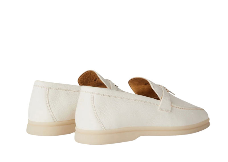 Loro Piana Summer Charms Walk Loafers Deerskin White