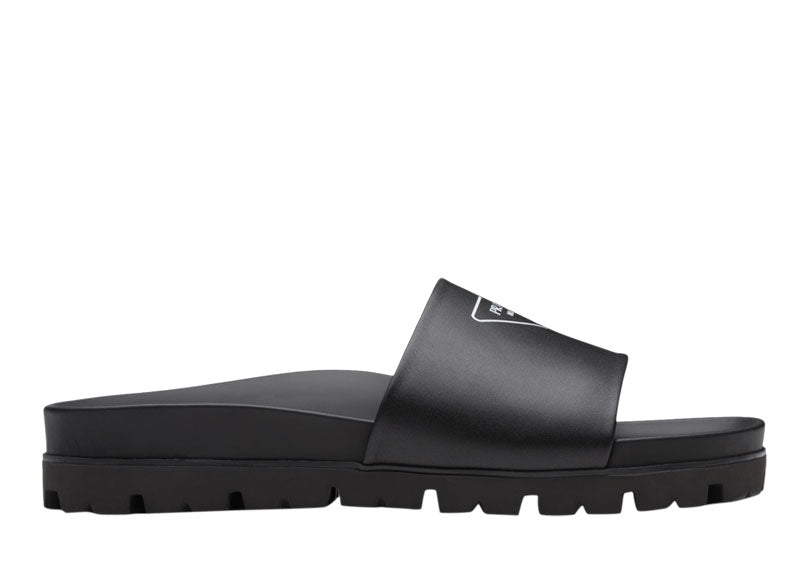 Prada Logo Slide Black Leather (Men's)