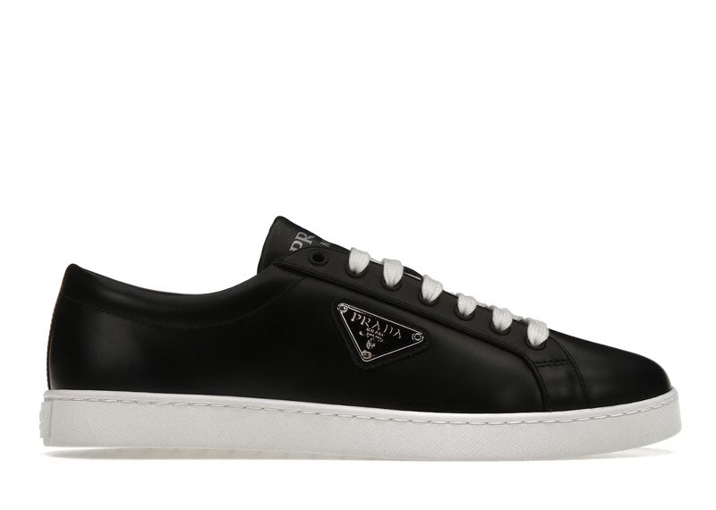 Prada Brushed Sneakers Leather Black Black White